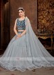 Grey & Rama Blue Net Lehenga Choli